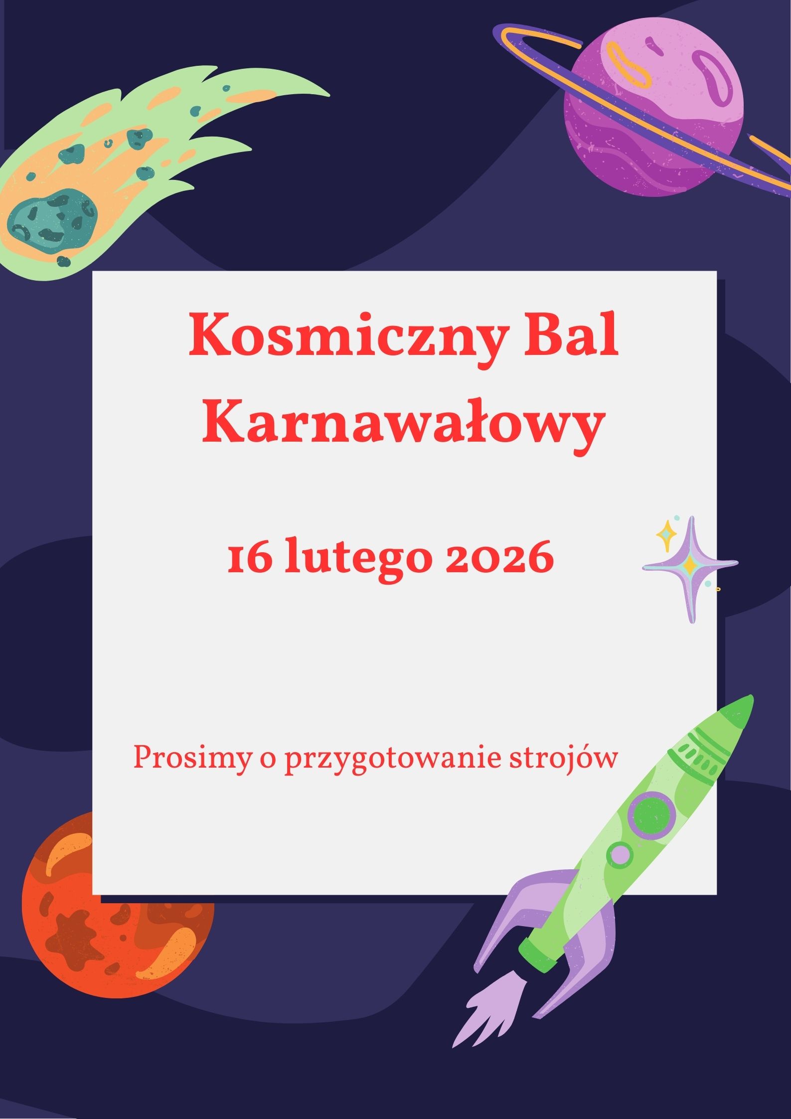 Plakat informujący o balu karnawałowym