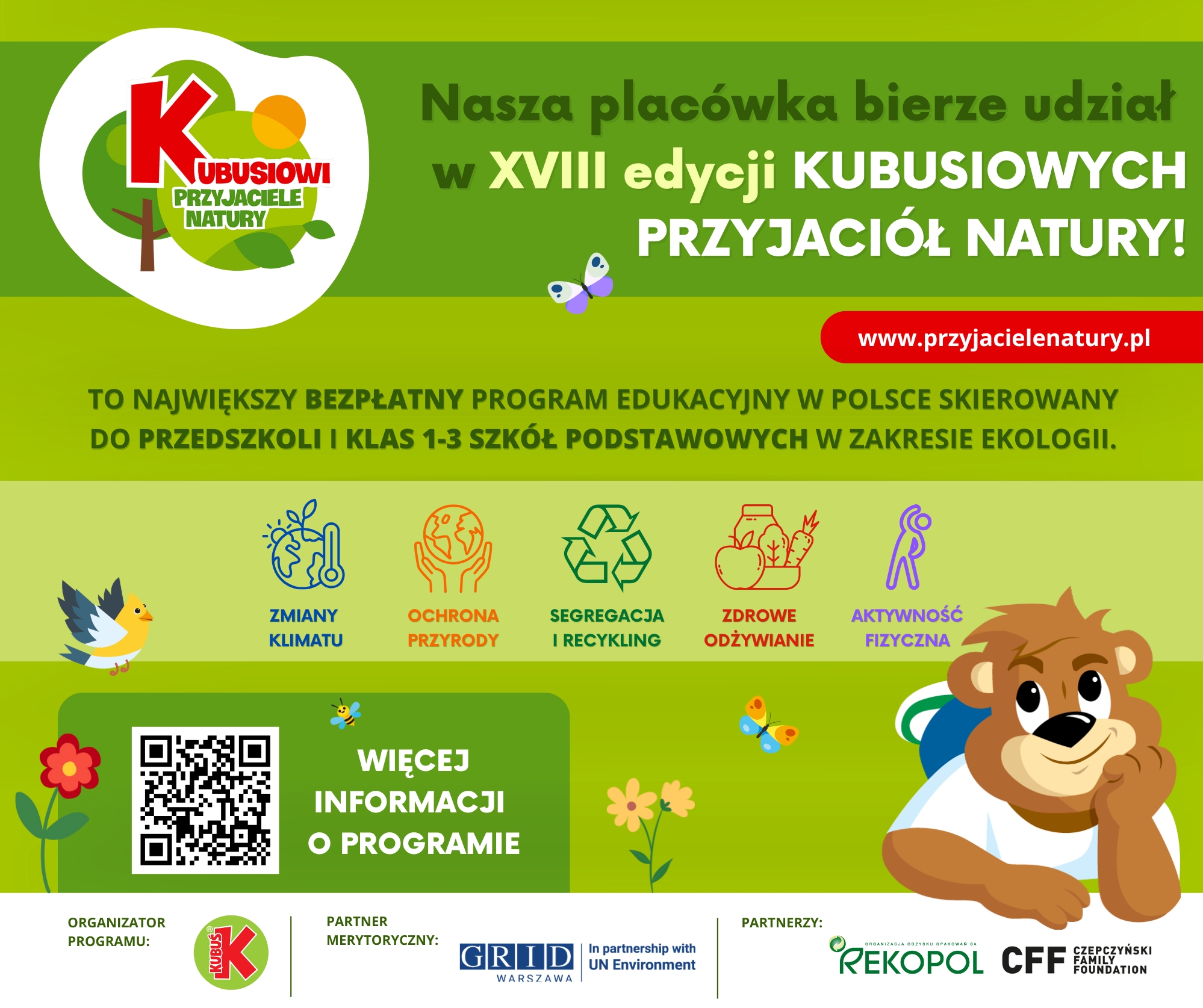 Plakat informujący o udziale w programie edukacyjnym